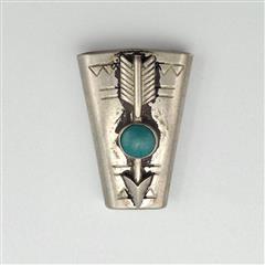 Vintage Fred Harvey Era 925 Sterling Silver Turquoise Arrow Slide Bolo Tie Clasp